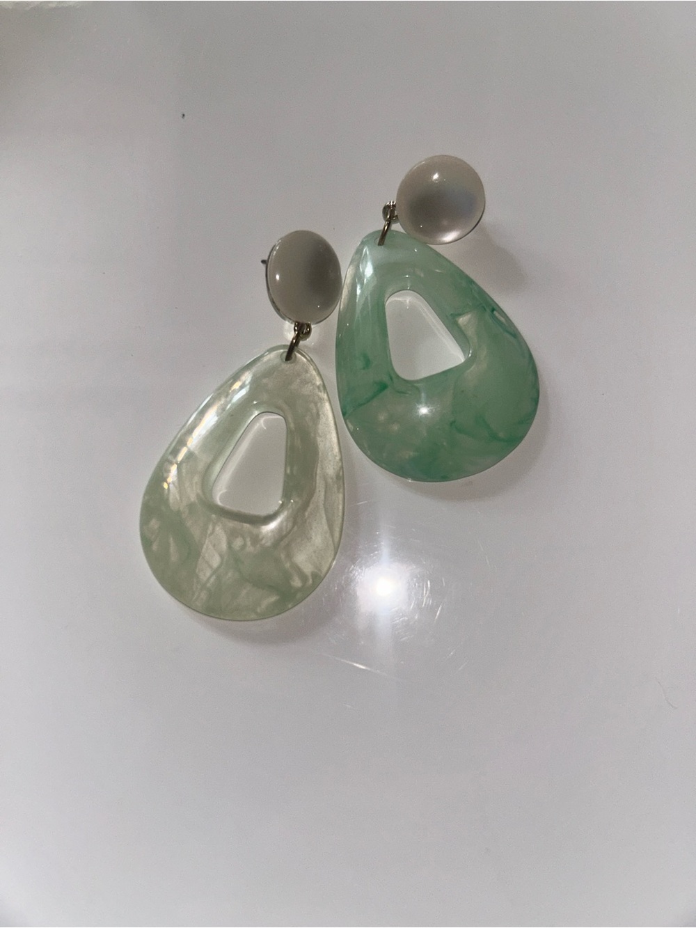 Green Resin Teardrop Statement Earrings